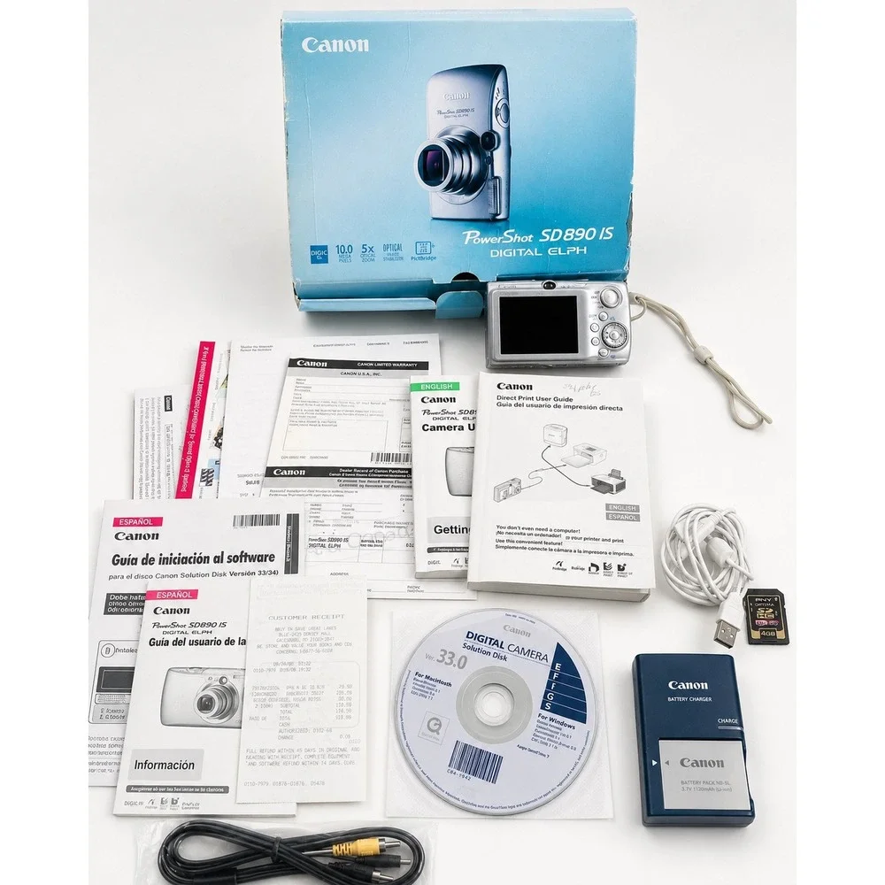 Canon PowerShot SD890 IS Digital ELPH 10MP Camera Tested Box Charger SD Card
